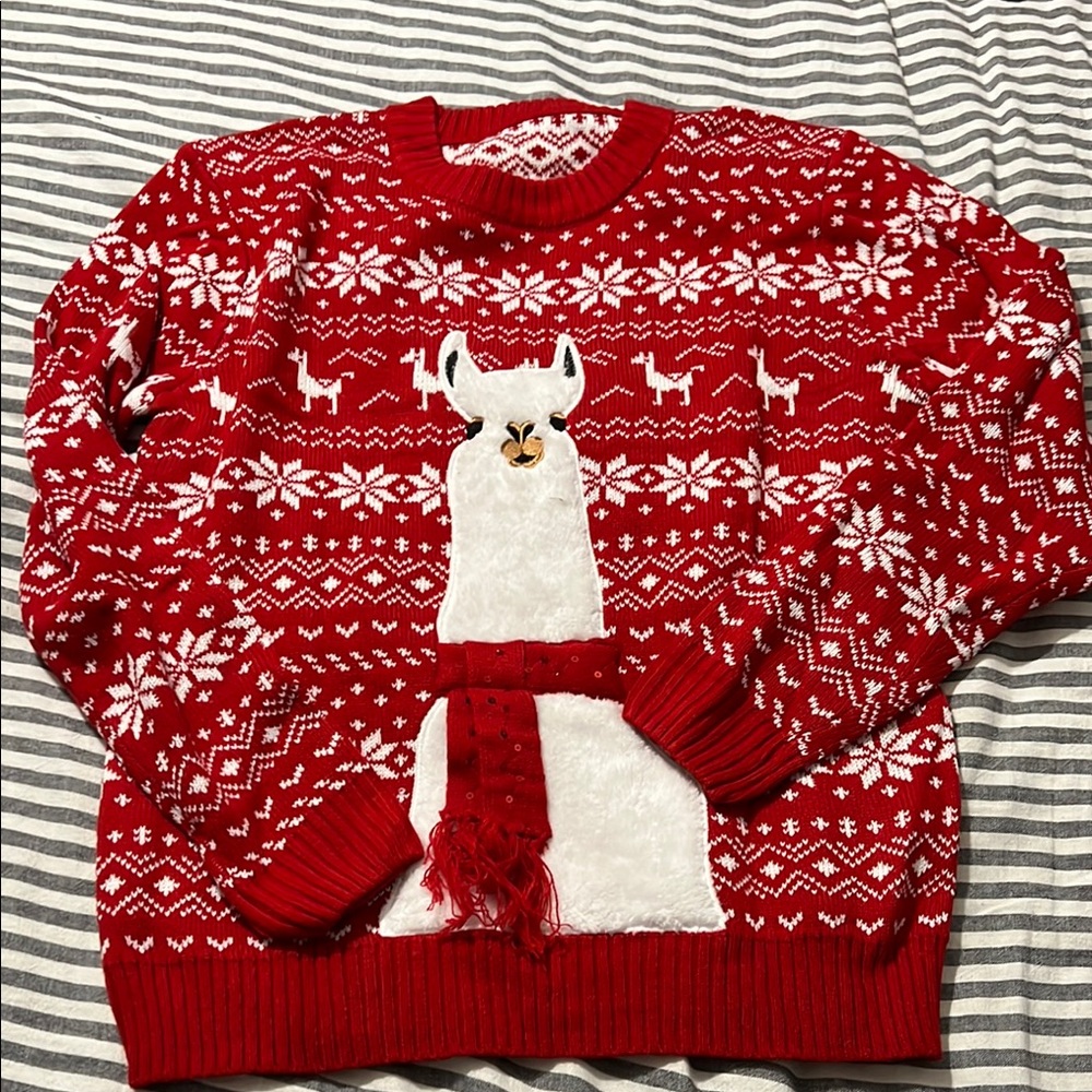 Red Llama Christmas Sweater